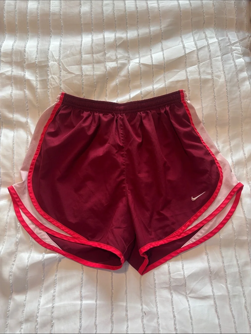Nike Women’s Maroon Athletic Shorts with Pink Trim